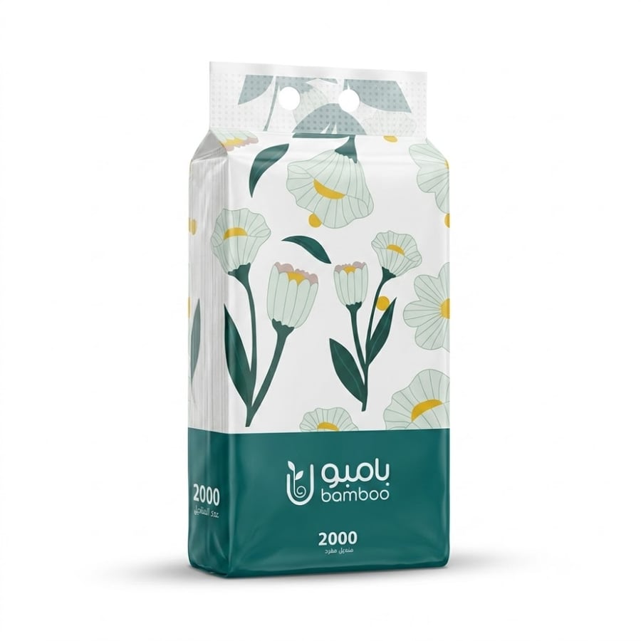 مناديل سحب بامبو 2000 منديل مفرد