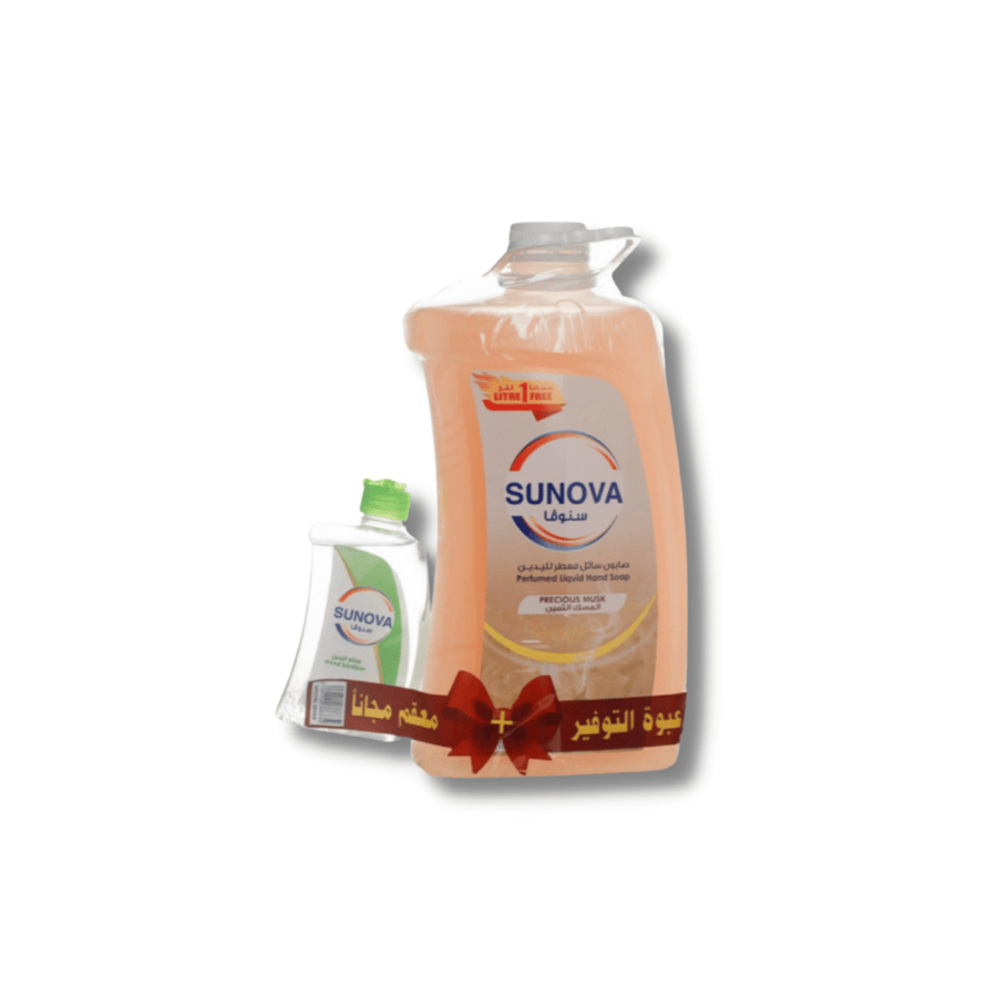 Sunova liquid hand soap, Musk, 3.2 liters, with a small bottle of sanitizer for free