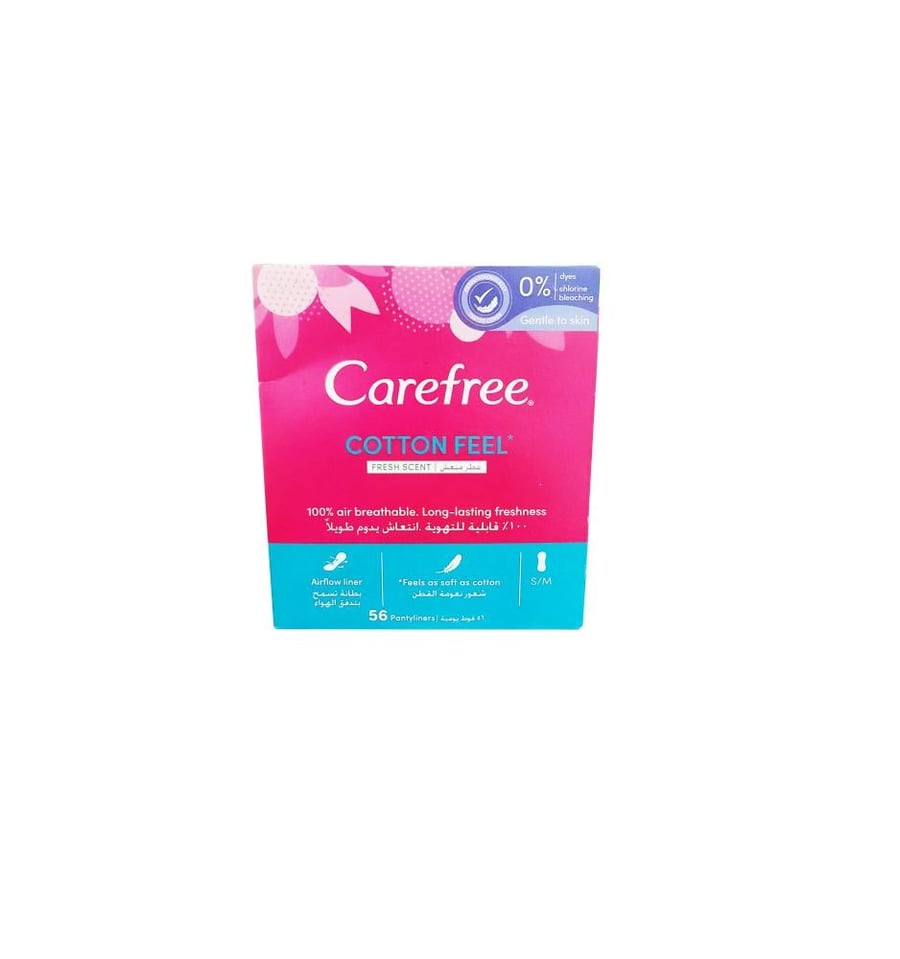 Carefree daily pads with scented cotton extract, medium size, 56 pads