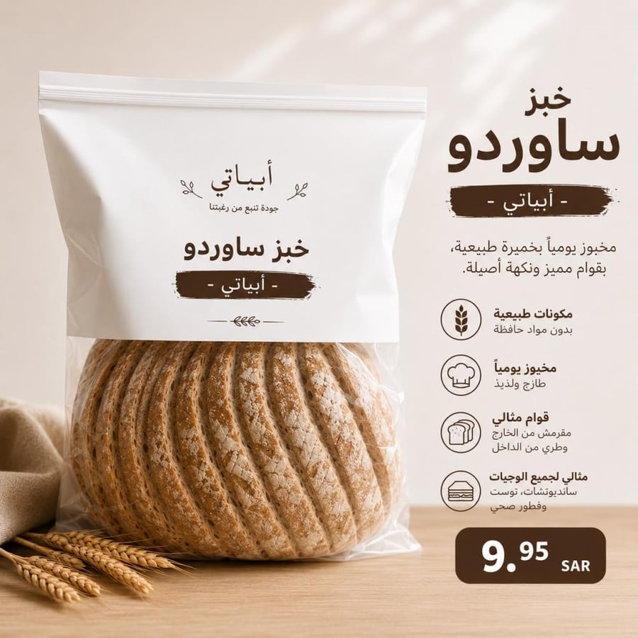خبز ساوردو خميرة طبيعية 100% ابياتي