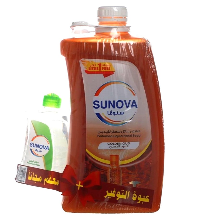 Sunova liquid hand soap, Oud, 3.2 liters, with a small sanitizer package for free
