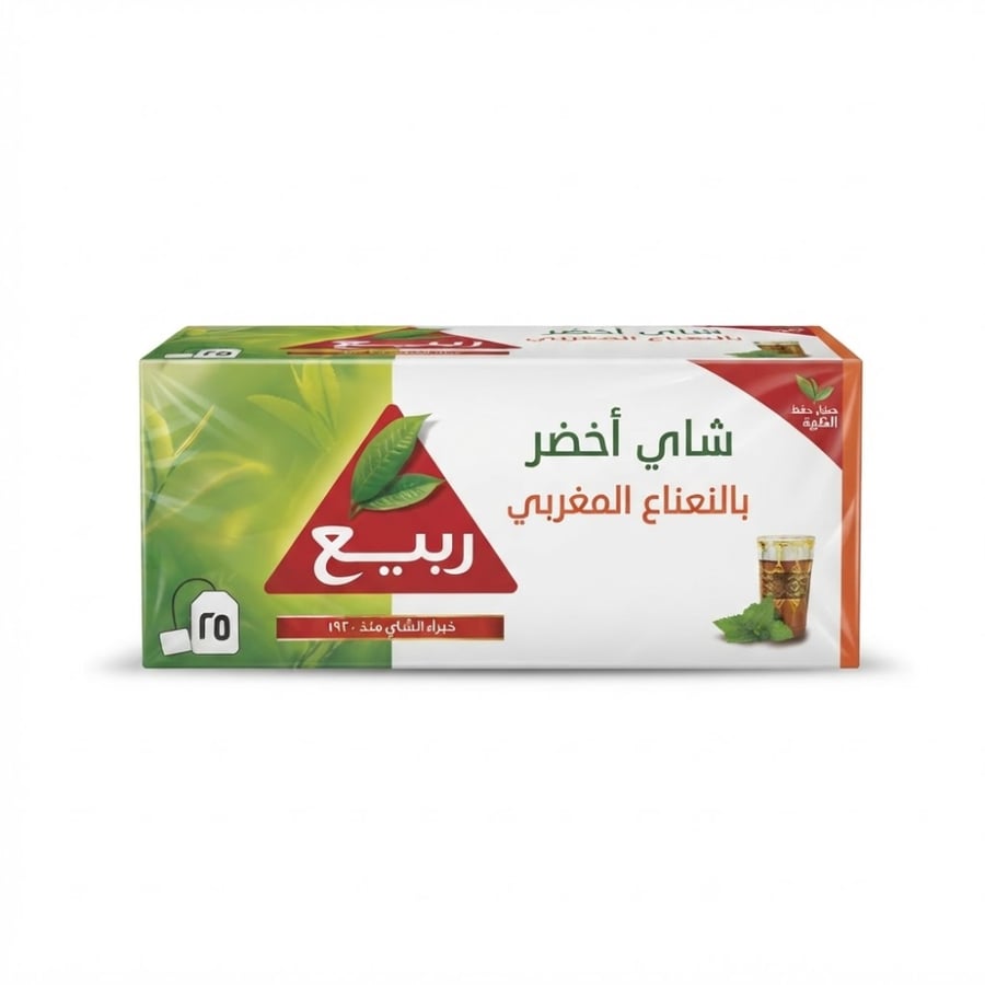 الربيع  شاي اخضر بالنعناع المغربي 25 كيس