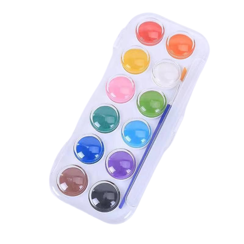 Washable watercolor colors in 12 colors - includes paintbrush