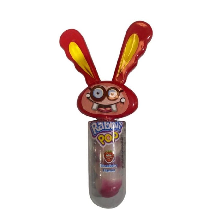 Strawberry flavor rabbit-shaped lollipop candy - 23 grams