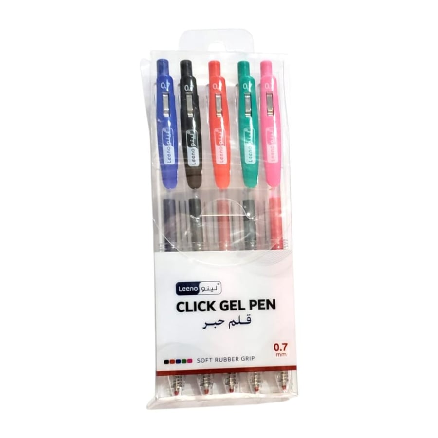 طقم قلم جل ضغاط 0.7 ملم 5 الوان