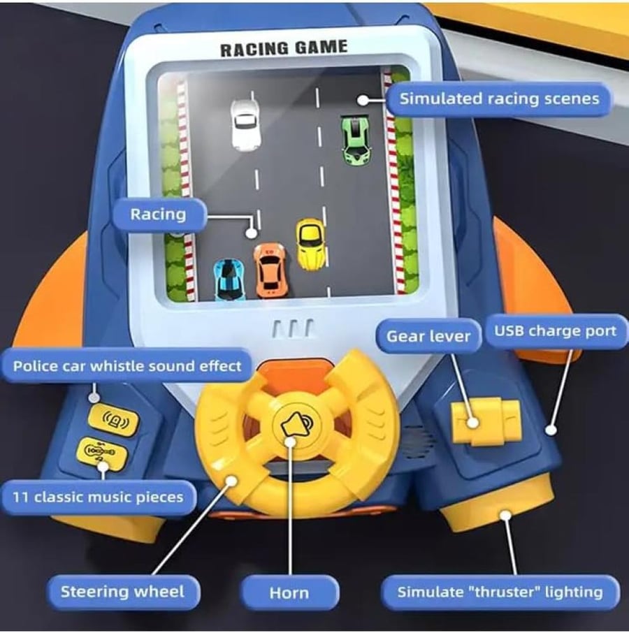 An enjoyable moment 36 × 34 cm car racing simulation with sound effects for the steering wheel