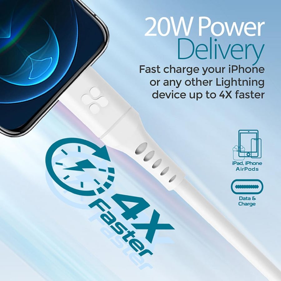كابل شحن بقوة 20 واط من USB-C إلى لايتينينغ من بروميت PowerLink-200