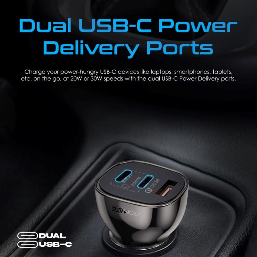 شاحن سيارة فعال ومدمج بتصميم شفاف من بروميت TransDrive-80W