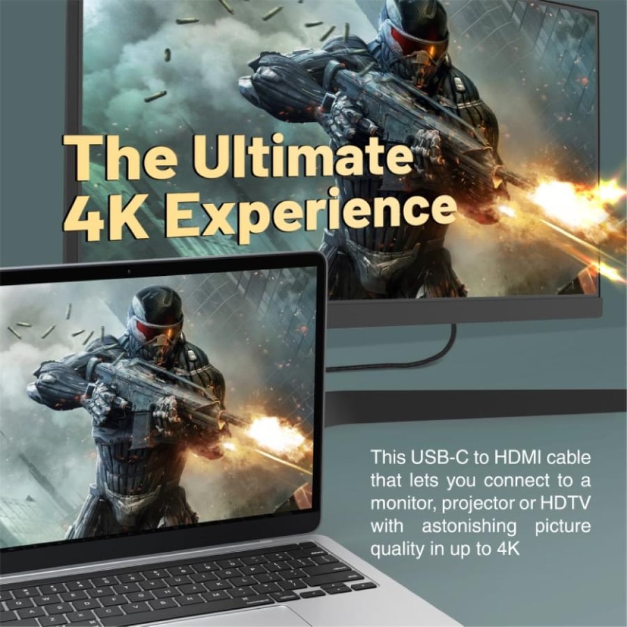 كابل USB-C إلى HDMI بدقة 4K@60 هرتز  من بروميت -  HDMI-PD100
