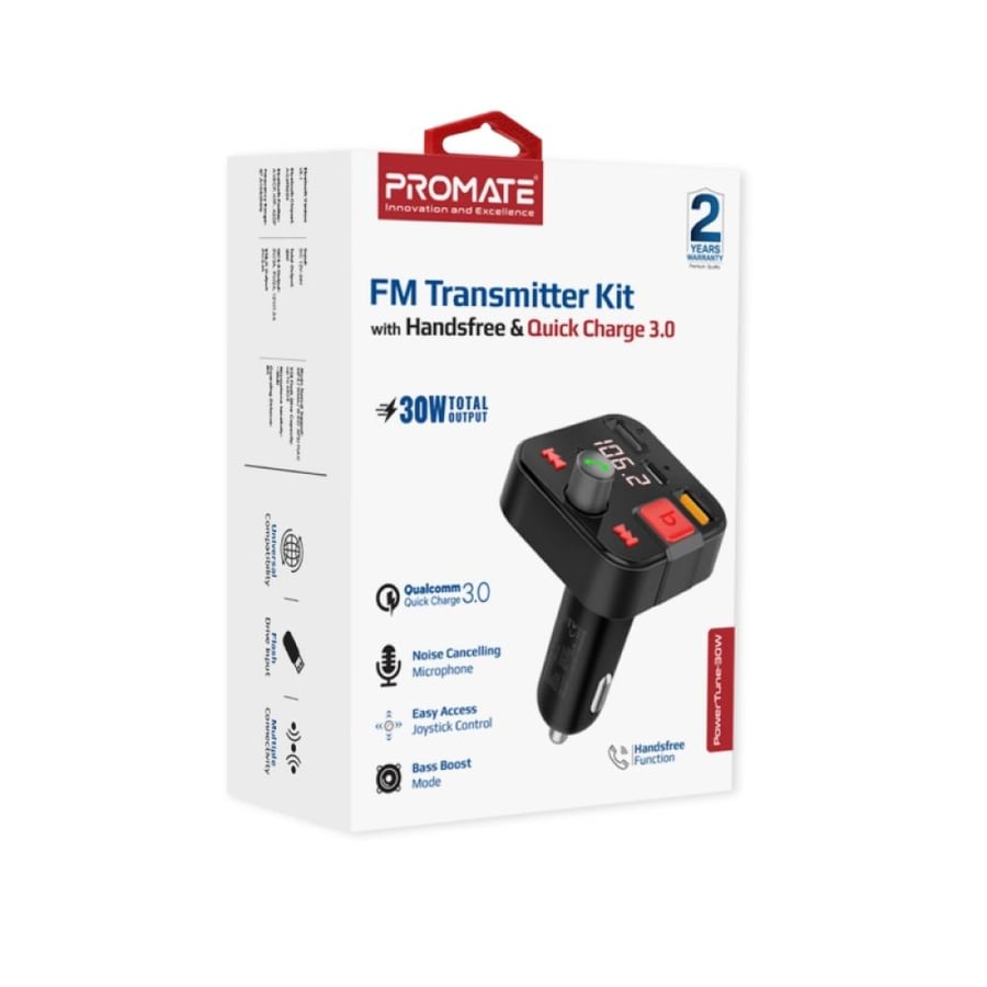 جهاز إرسال FM اللاسلكي.  Promate PowerTune-30W