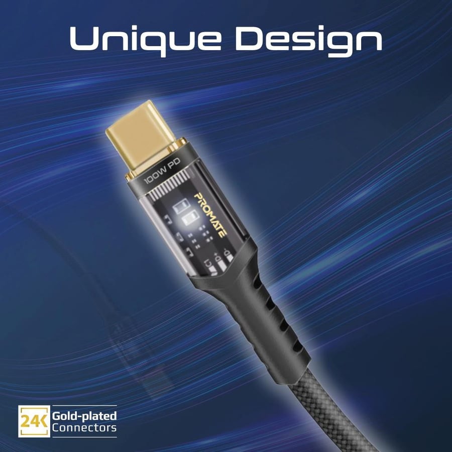 كابل USB-C فائق السرعة بقوة 100 واط،  من بروميت LucidLine-CC120