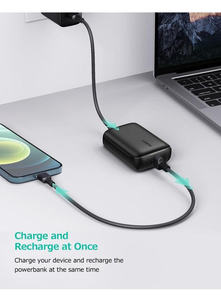 باور بانك Basix Mini 20W - 10000 مللي أمبير في الساعة صغير الحجم للغاية مع PD و QC3.0 أسود AUKEY