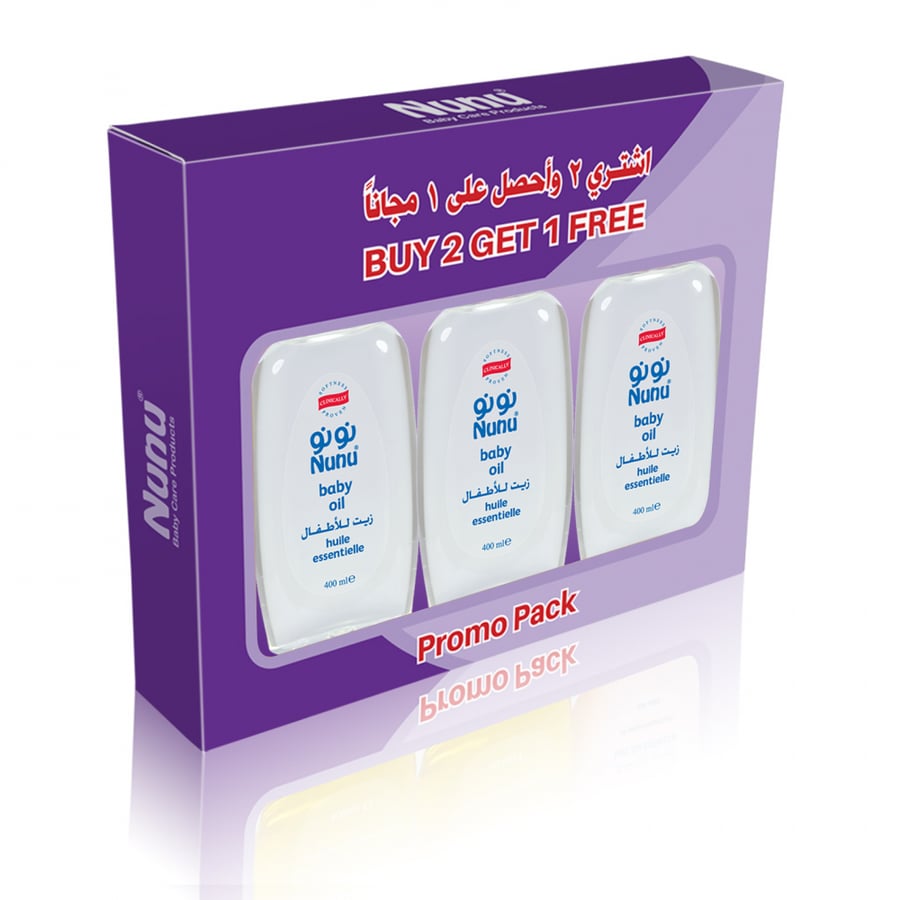 Nunu Baby Hair Oil 3 in 1 Presentation 400ml, 400ml and 400ml