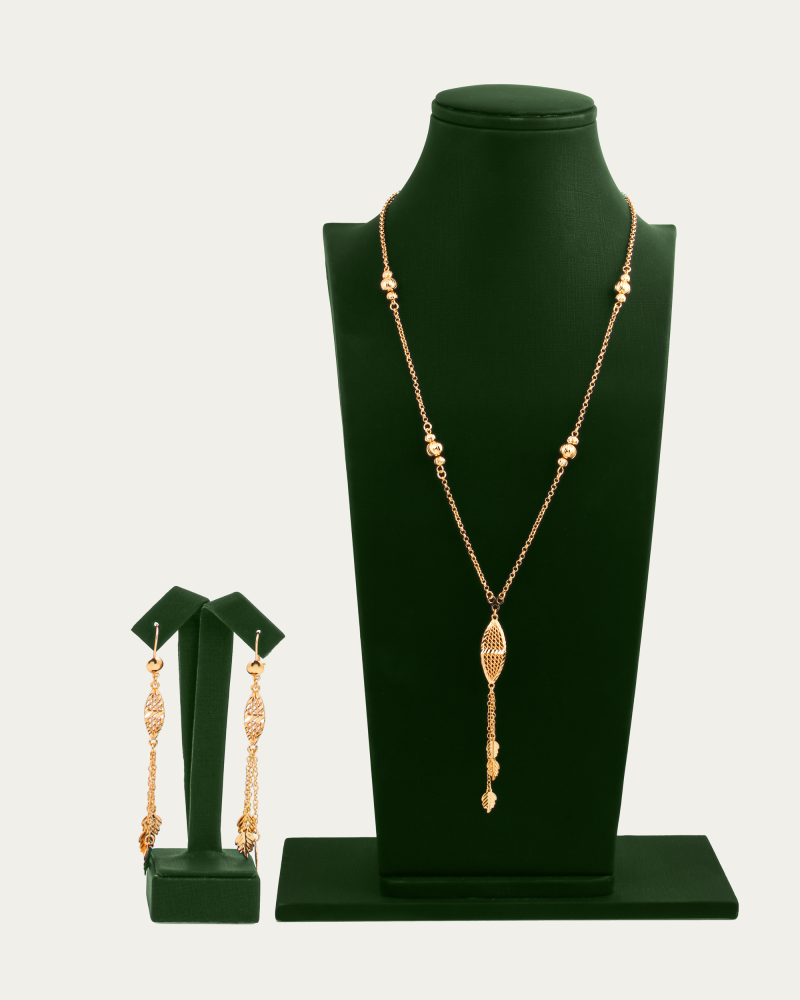 Spindle Set Necklace Earrings Gold Alternative | Elegant Daily Wear