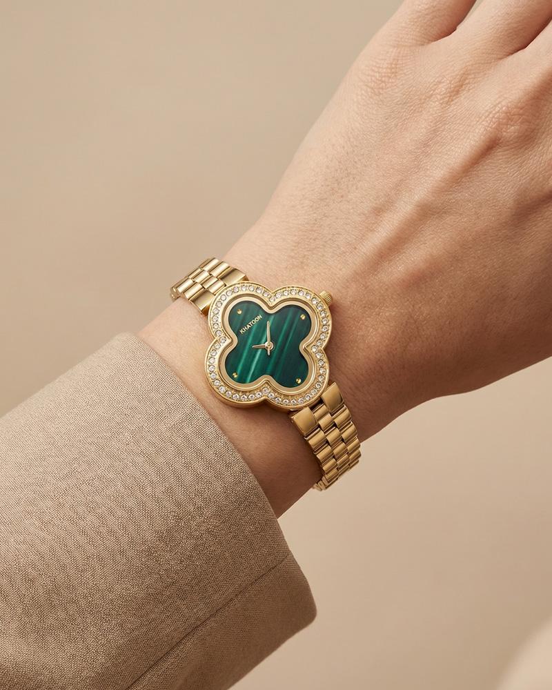 Khatoon® Women's Clover Design Watch with Green Dial