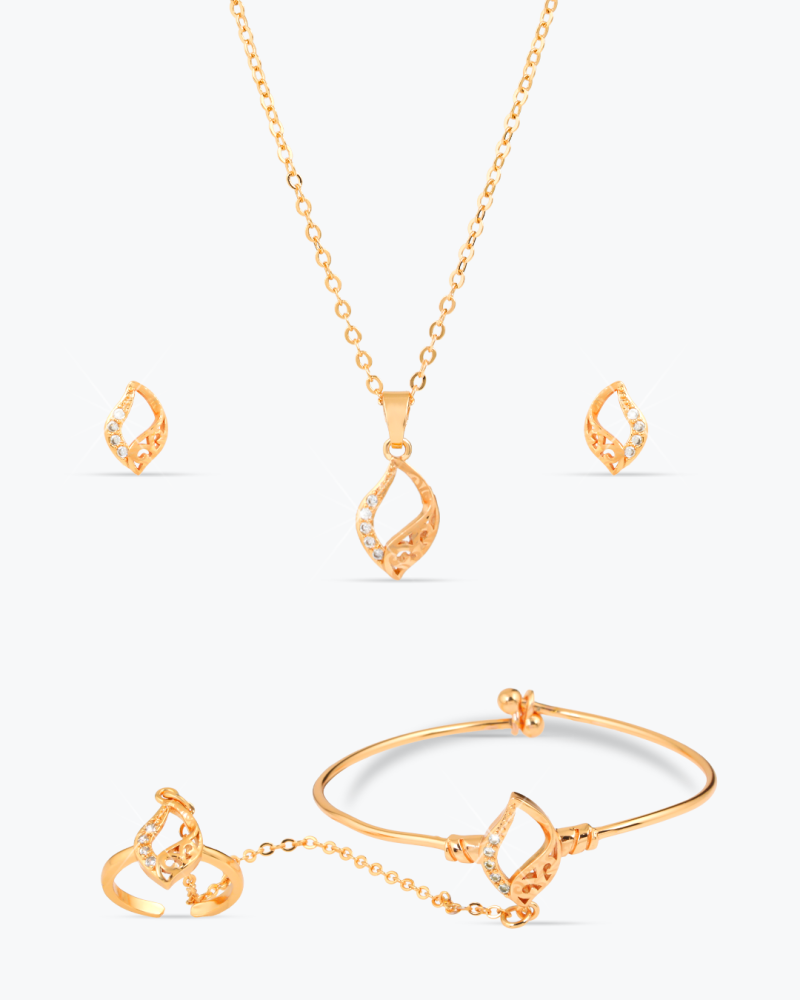 5-Piece Kids Gold-Tone Jewelry Set with Elegant Shine