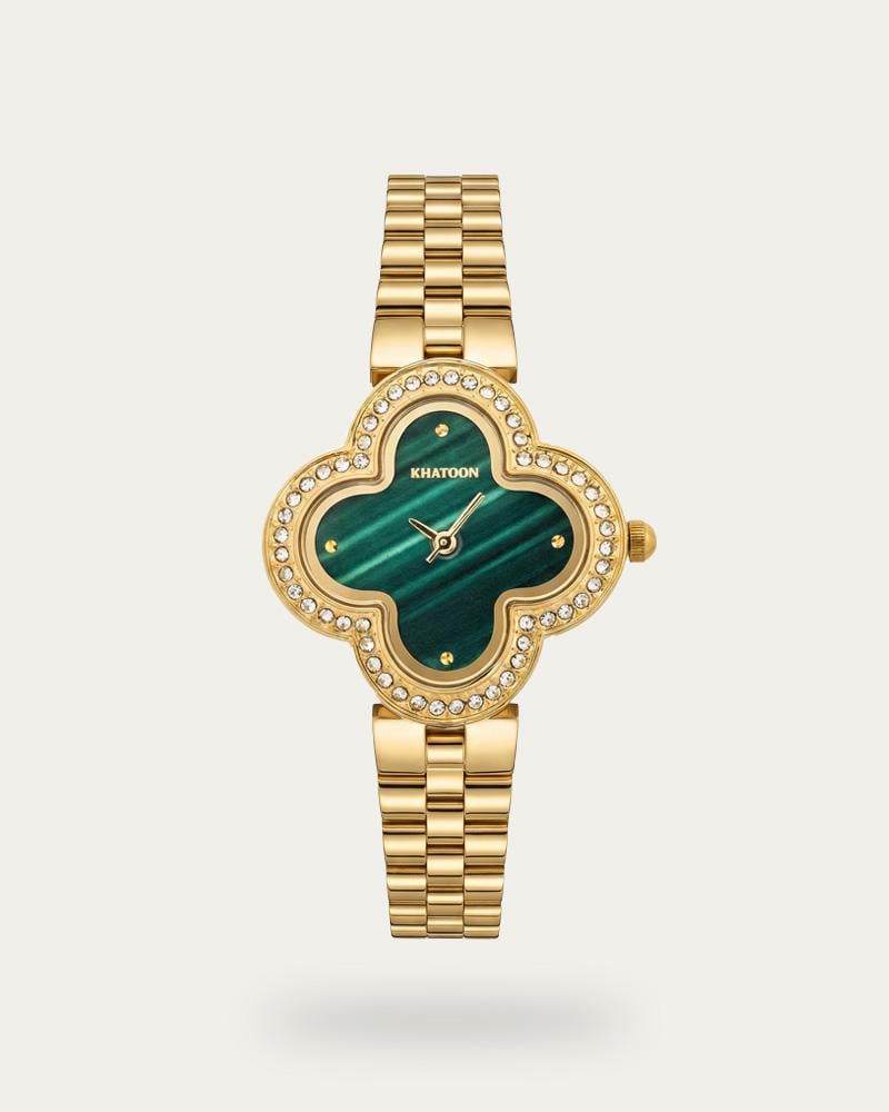 Khatoon® Women's Clover Design Watch with Green Dial