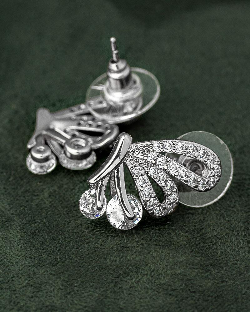 Unique Silver Earrings with Diamond Shine