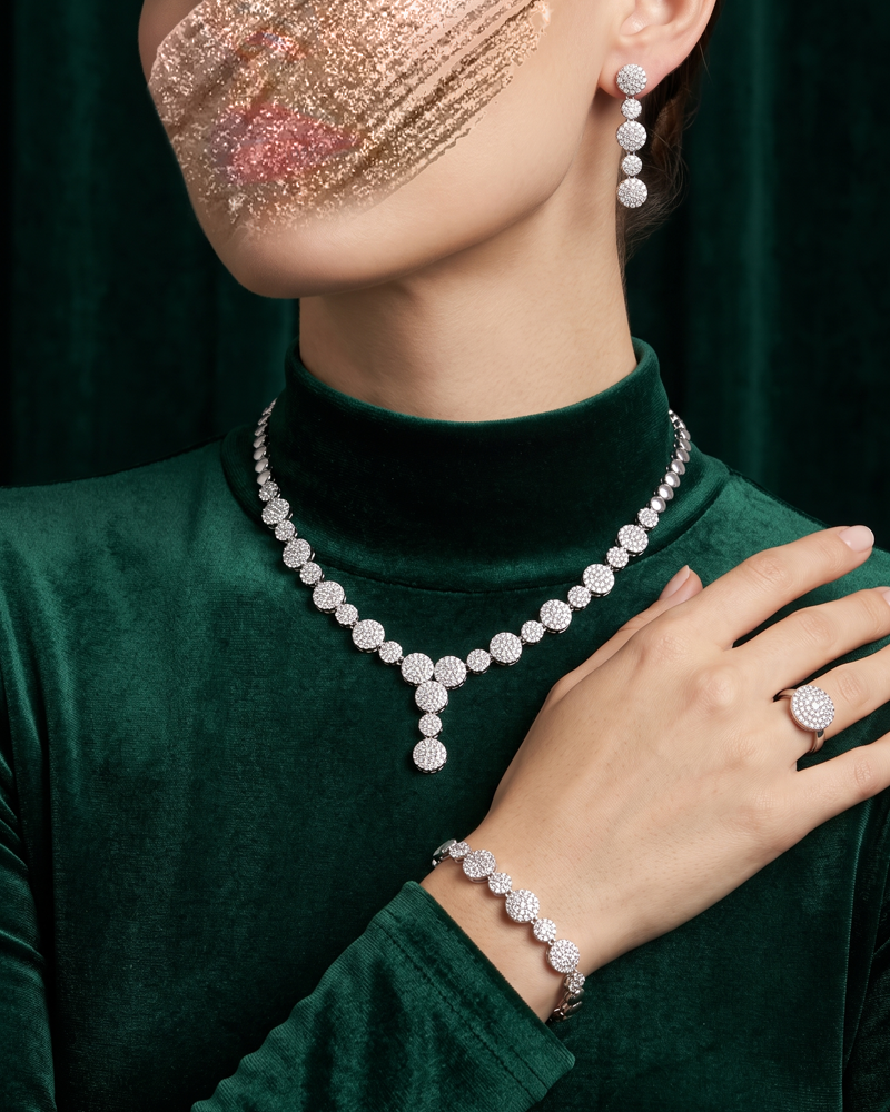 Elegant Zircon Jewelry Set for Occasions with Diamond Brilliance