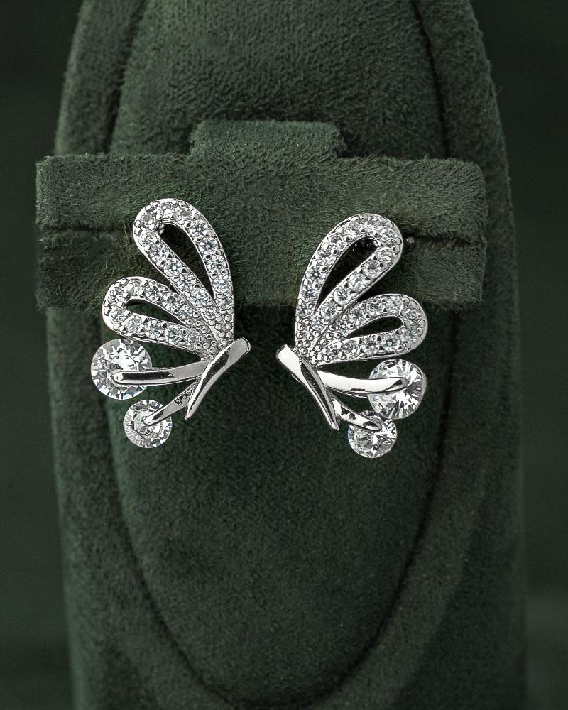 Unique Silver Earrings with Diamond Shine
