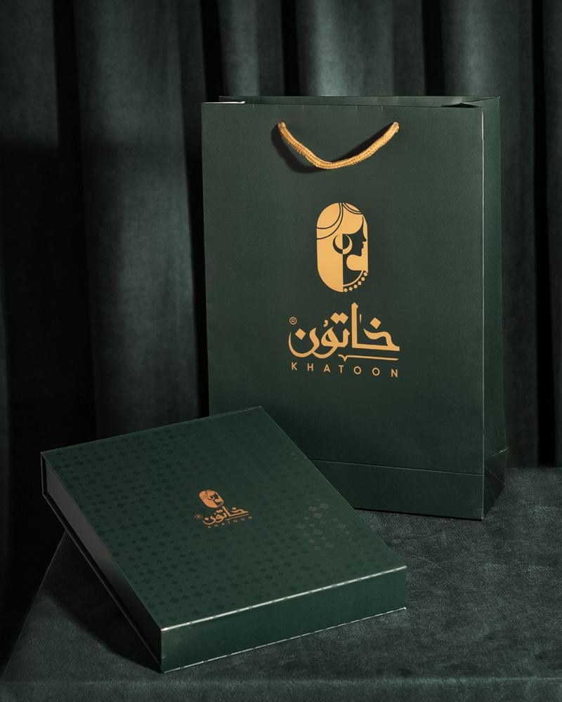تغليف طقم مجوهرات وردة خضراء ذهبي 5 قطع