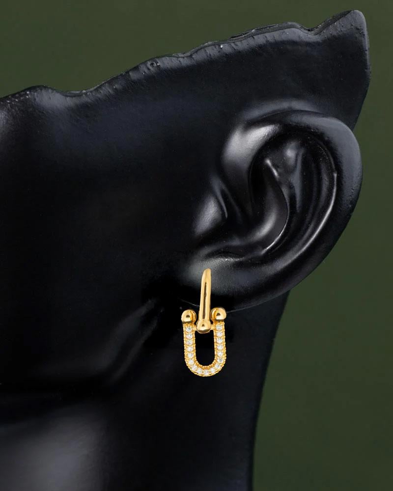 Gold Padlock Drop Earrings with Brilliant Shine