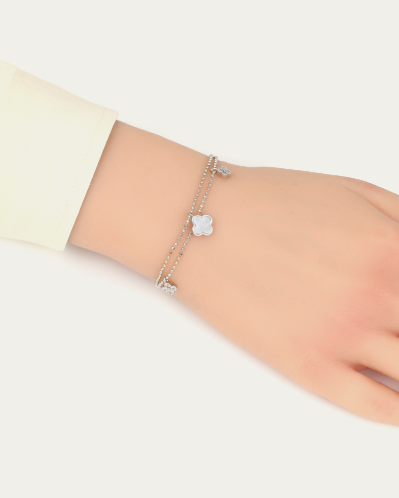 Women's Delicate Double-Layer Bracelet with Elegant Design – Silver