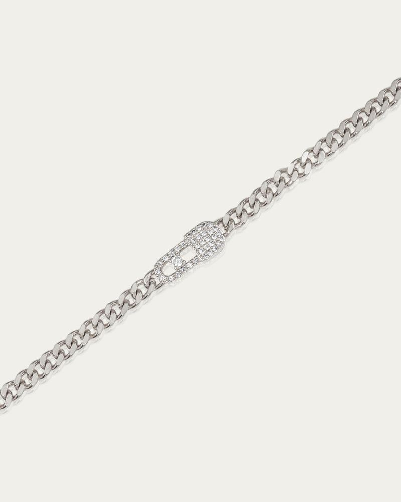 Zircon-Encrusted Lock Design Bracelet – Silver
