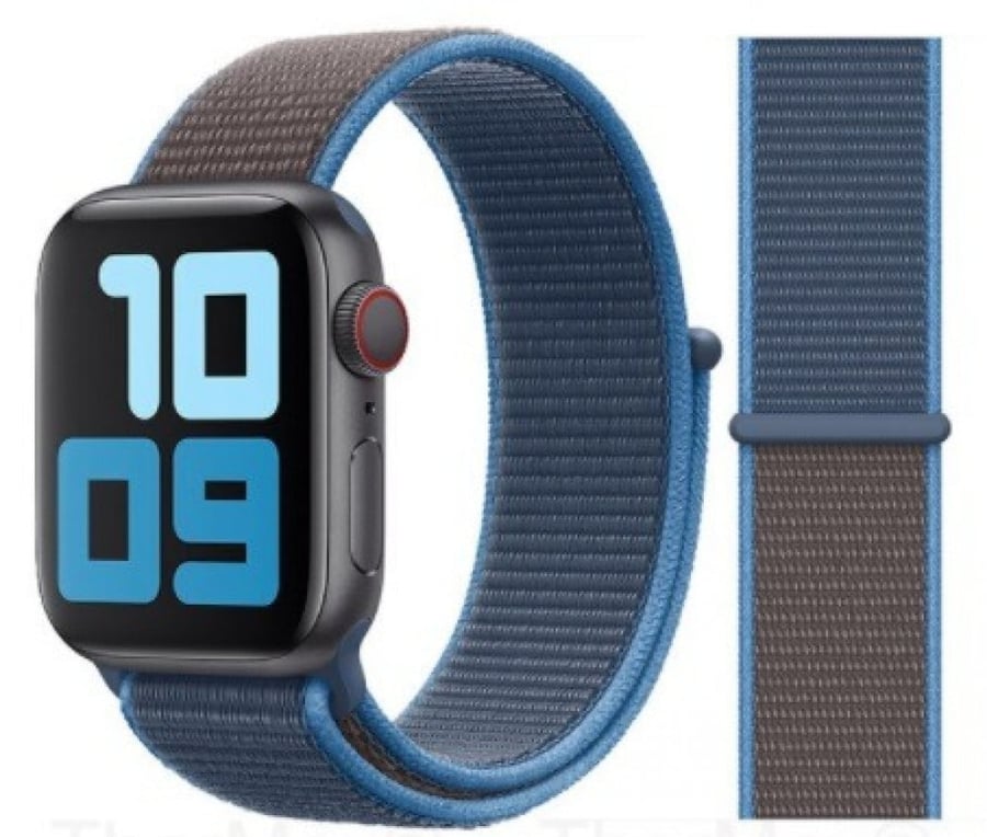 سوار ازرق كاكاوي قماش ساعة ابل Blue Cacao nylon strap