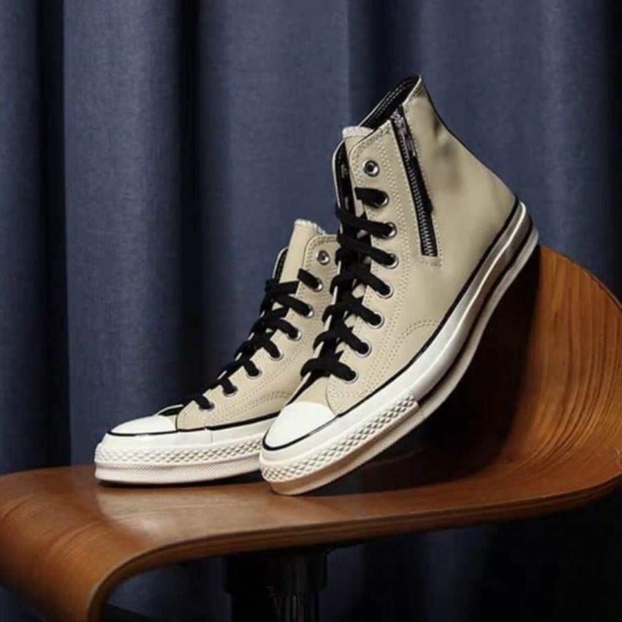 Converse Leather Side Zip Chuck 1970s "Black/Egret"
