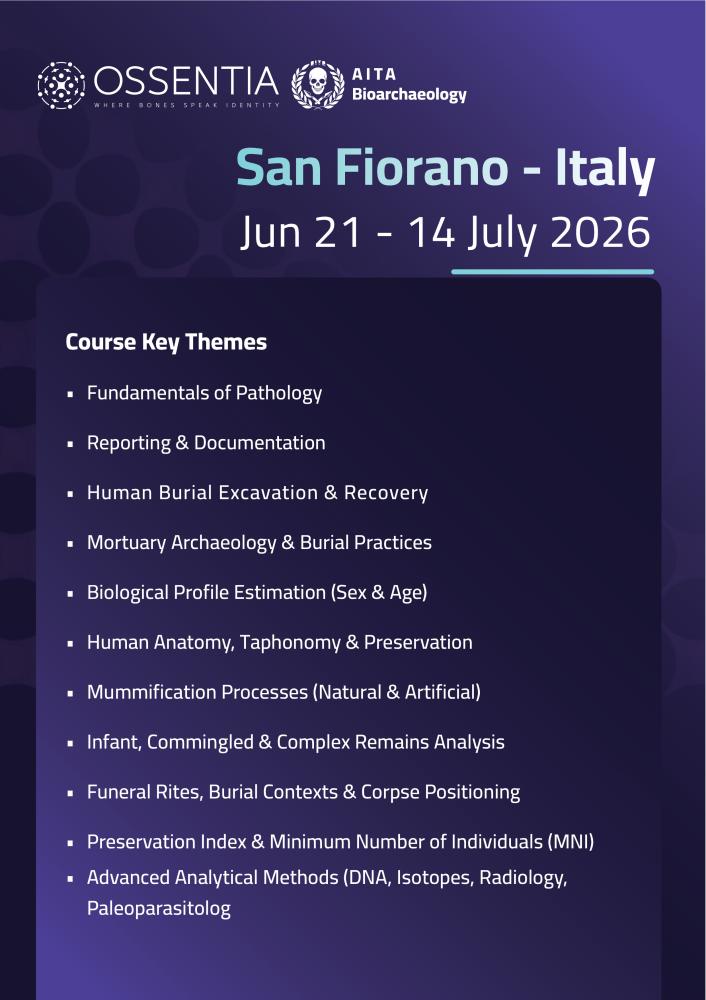 from the field to the lab OSSENTIA IIFS - San Fiorano - Hands-on Forensic Osteology and Excavation Fiels School - .
