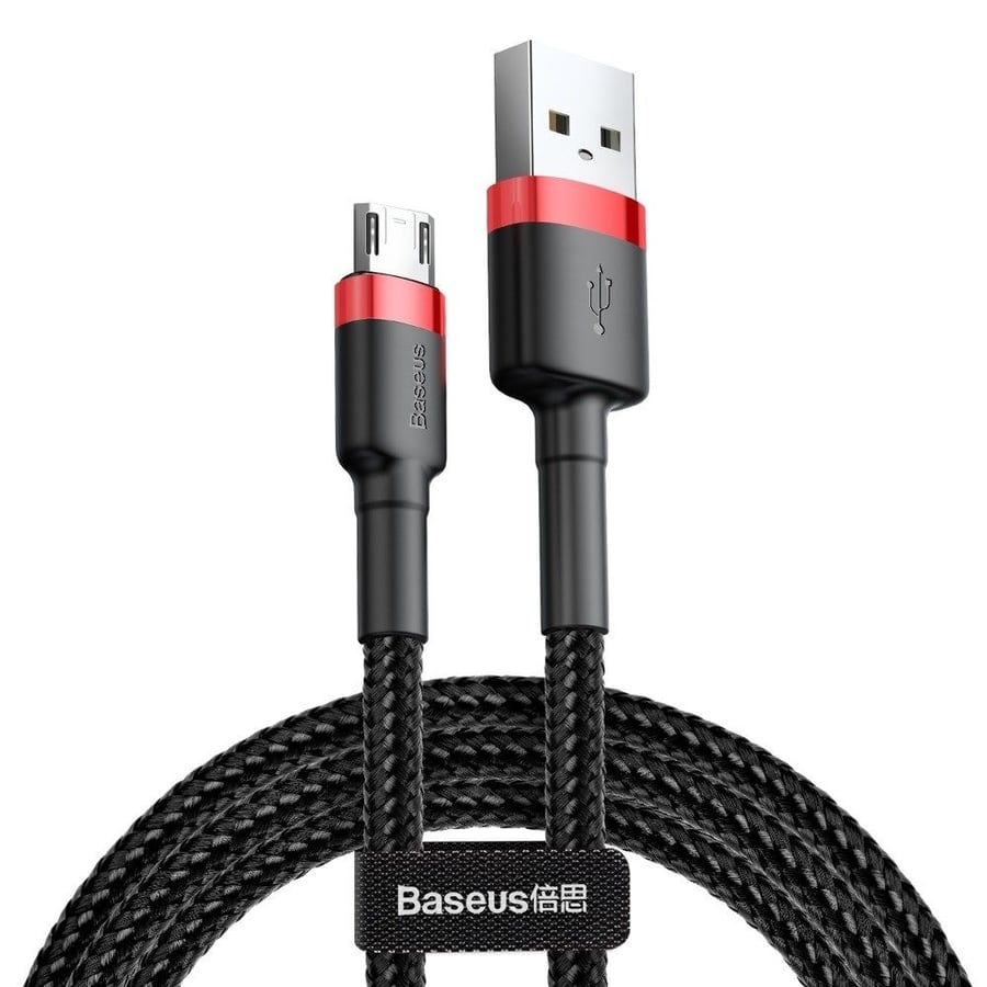 كيبل جلاكسي مايكرو بيوسس Baseus قماش بطول 2م اللون اسود احمر  1.5A
