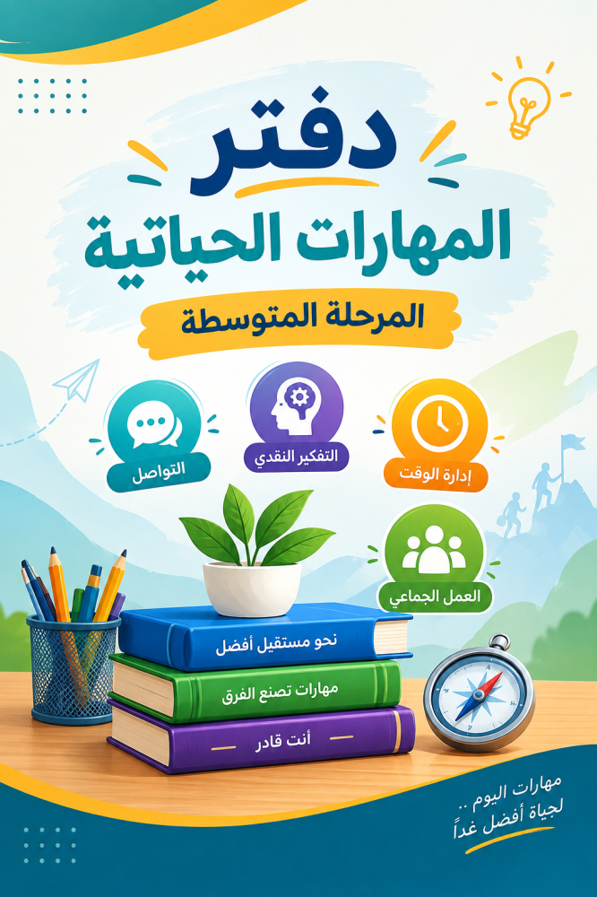 دفتر للمهارات الحياتية للصف الثالث متوسط بتصميم عصري (34 ) ورقة