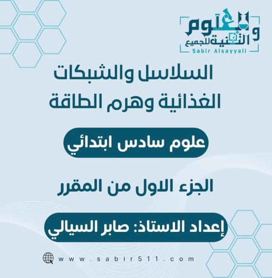 عرض بوربوينت السلاسل والشبكات الغذائية وهرم الطاقة علوم سادس ابتدائي الفصل الدراسي الأول