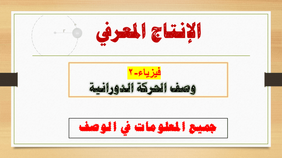 انتاج معرفي وصف الحركة الدورانية فيزياء- 2