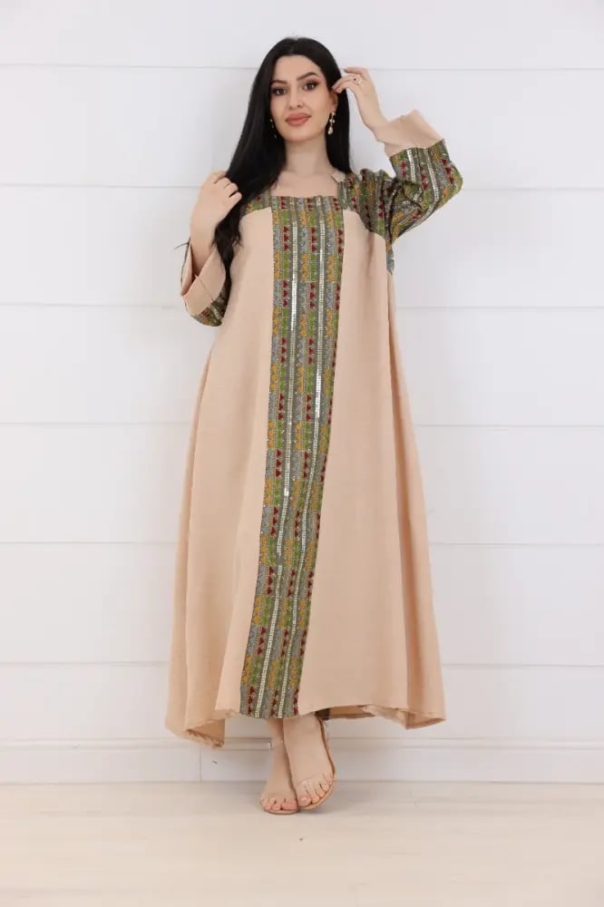 جلابية روز بكلفة تراثية - بيج