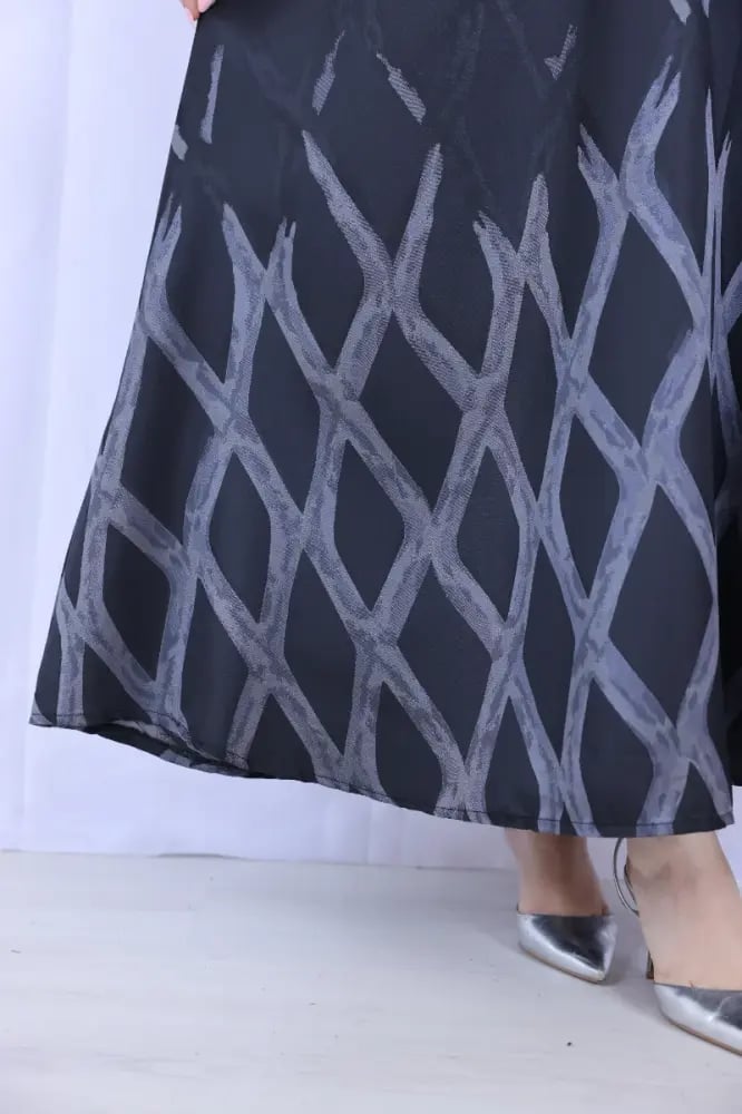 Jacket dress decorated with geometric drawings Classic dome - gray