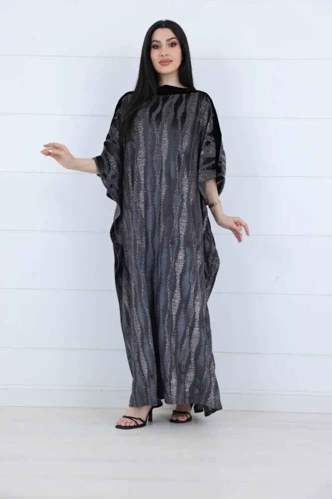 جلابية مخمل جكار - رمادي