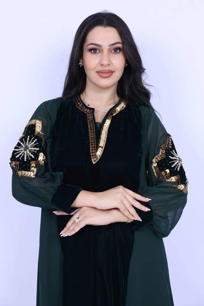 فستان ماكسي ملكي بمزيج المخمل الفلفيت والشيفون البنفسجي
