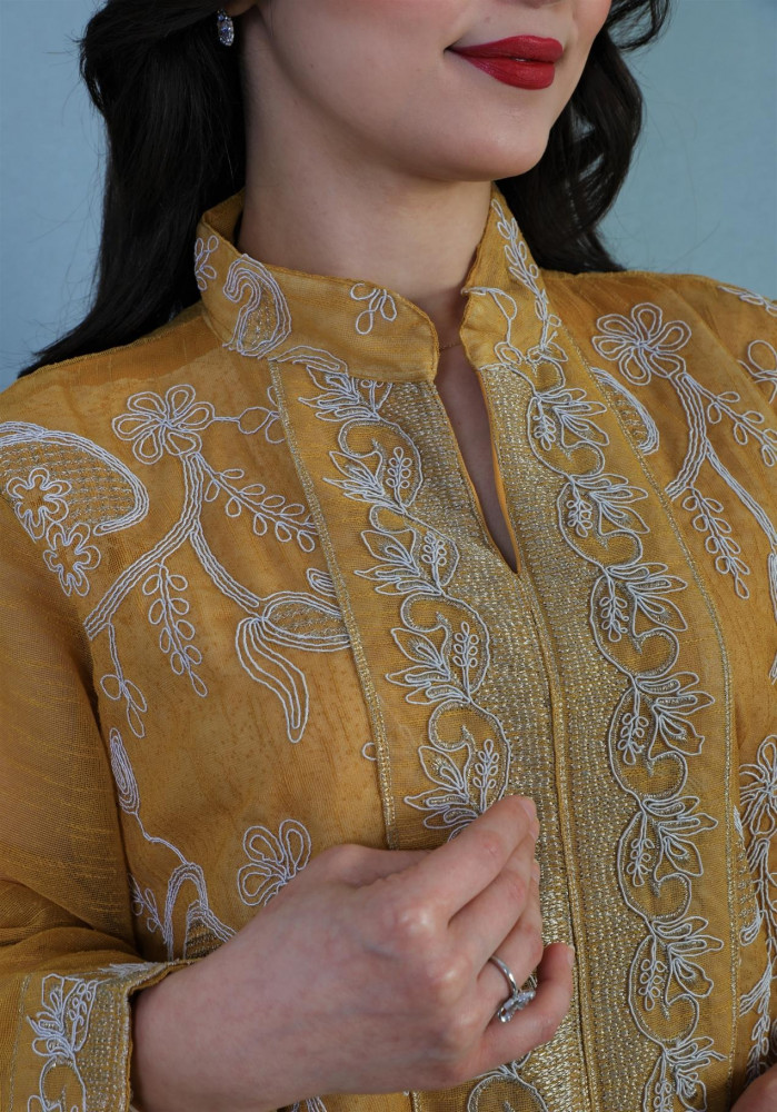 جلابية نسائية أنيقة للسهرات - مزينة بتطريز ناعم