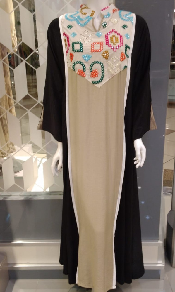 جلابية صيفي تطريز ملونة - مع حزام للخصر