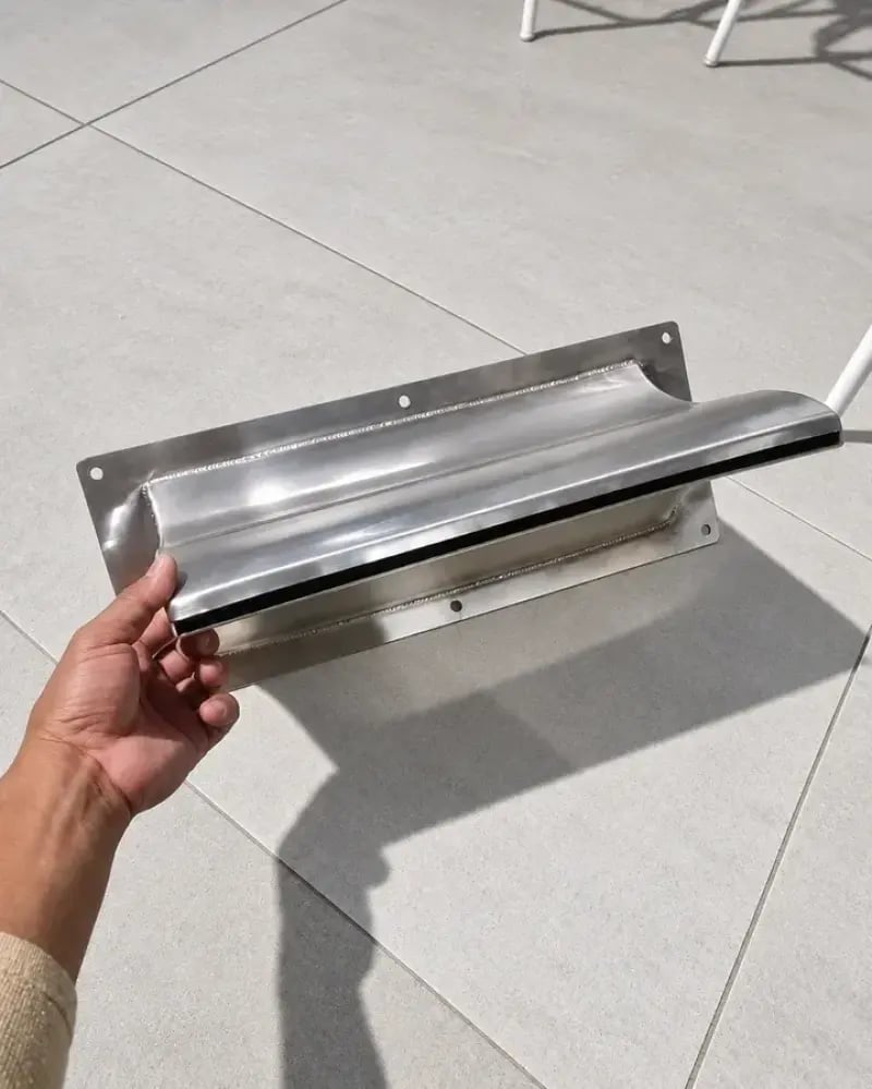 Matte Silver Stainless Steel 316 Waterfall Spout Set — 3 Pieces for Pools and Gardens