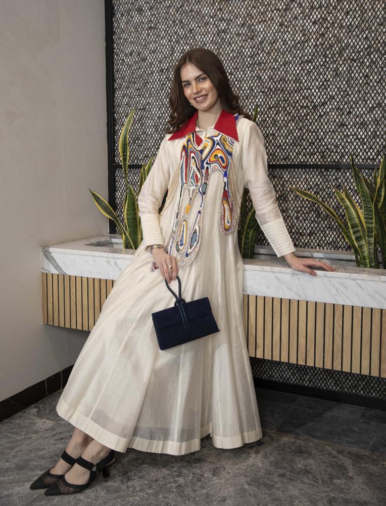 Dress with embroidered collars