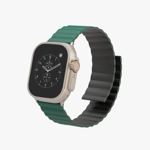 Levelo Cosmo Magnet Silicone Watch Band for Apple Watch 45/44/42mm - Black/Green