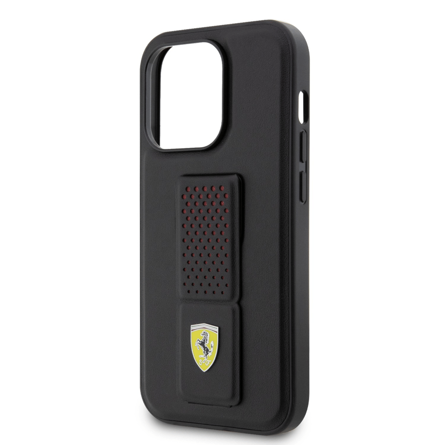 كفر ايفون 15 برو أسود فيراري Ferrari Gripstand Case with Perforated Pattern for iPhone 15 Pro