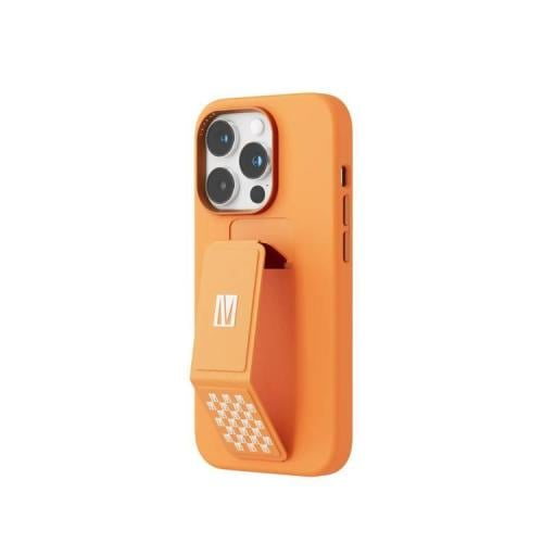 Levelo Morphix Silicone Case with Leather Grip Stand for iPhone 14 Pro - Orange