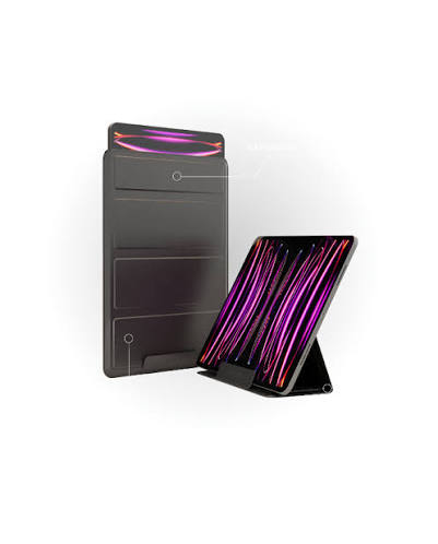 جراب لجهاز ايباد برو جلدي قابل للطي 12,9 من ليفيلو Airsleeve بلون أسود Levelo Airsleeve Case For iPad Pro 12.9" Black