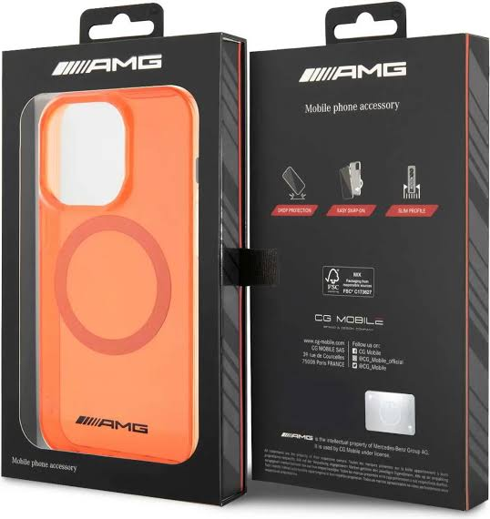 كفر ايفون 15 برو سيليكون برتقالي ماغ سيف اي ام جي AMG Magsafe Transparent Case for iPhone 15 Pro