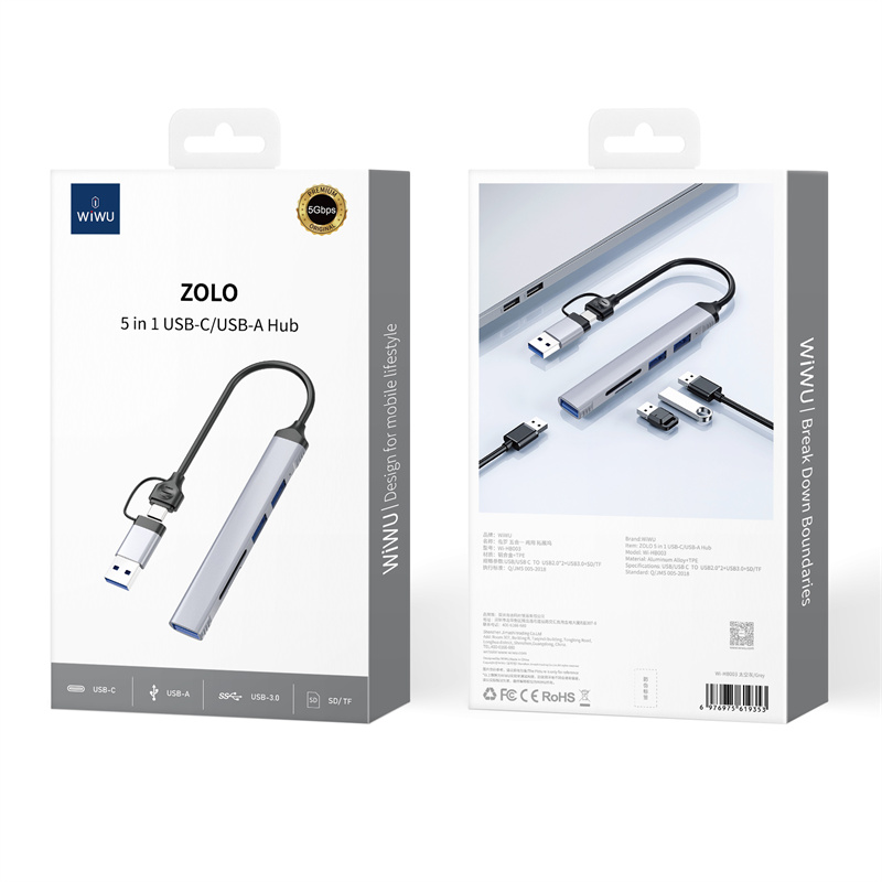 موزع زولو 5 في 1 USB-C/USB-A Wi-HB003