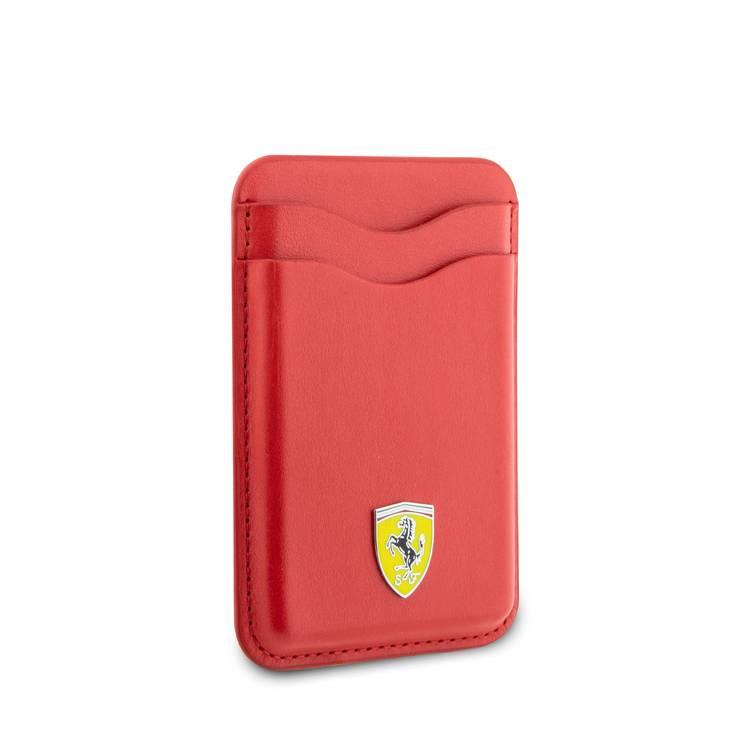 محفظة بطاقات ماغ سيف جلد صناعي من فيراري لون أحمر Ferrari Cardslot Magsafe PU Leather